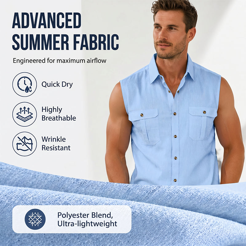 Men's Summer Sleeveless Button-Down Shirt