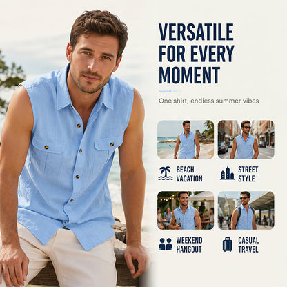 Men's Summer Sleeveless Button-Down Shirt