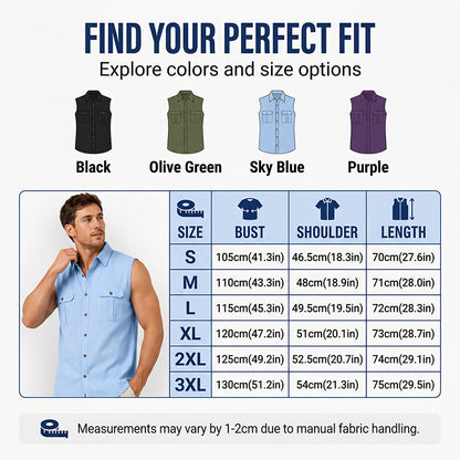 Men's Summer Sleeveless Button-Down Shirt