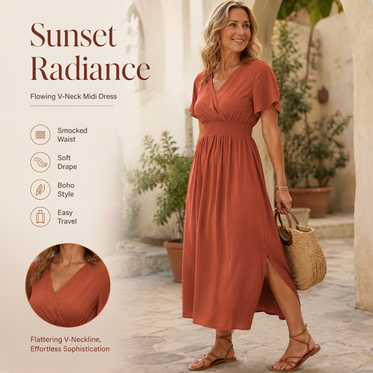 Women's Summer V-Neck Side Slit Maxi Dress
