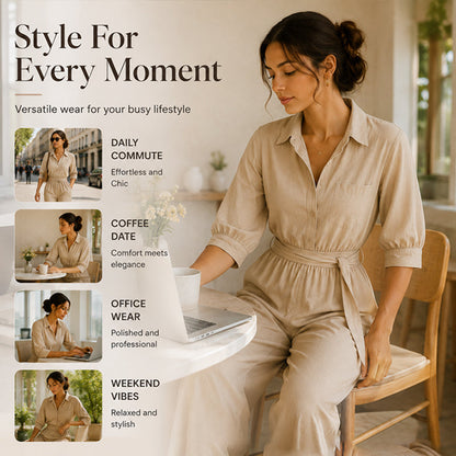 Women's Half Sleeve Wide-Leg Jumpsuit