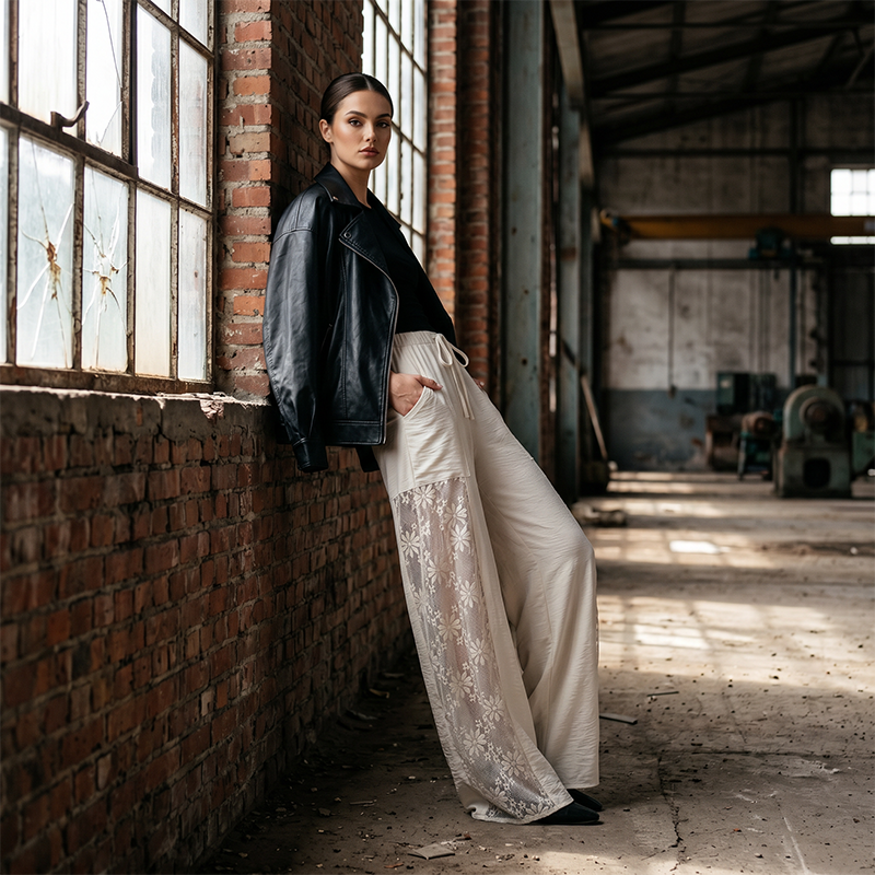 Women's Flowing Lace Pants With Drawstring