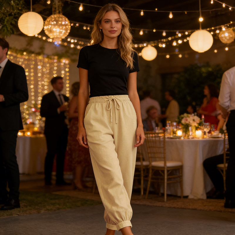 Women's Casual Solid Color Ankle-Cuffed Pants