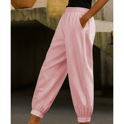 Women's Casual Solid Color Ankle-Cuffed Pants