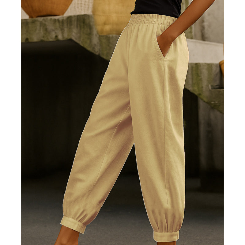 Women's Casual Solid Color Ankle-Cuffed Pants