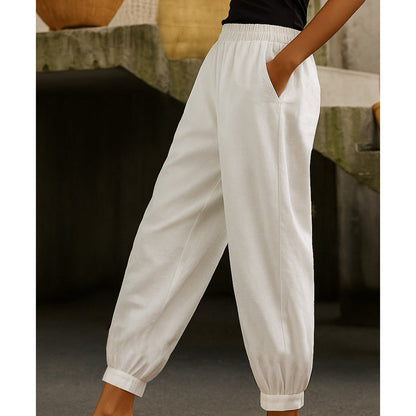 Women's Casual Solid Color Ankle-Cuffed Pants