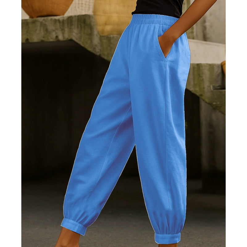 Women's Casual Solid Color Ankle-Cuffed Pants