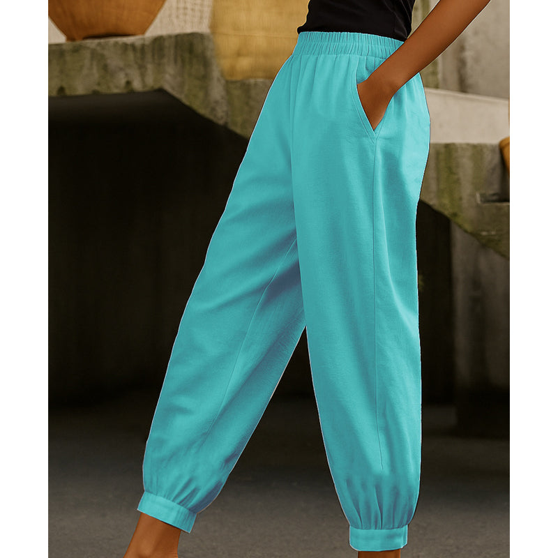 Women's Casual Solid Color Ankle-Cuffed Pants
