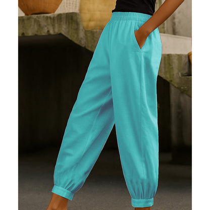 Women's Casual Solid Color Ankle-Cuffed Pants