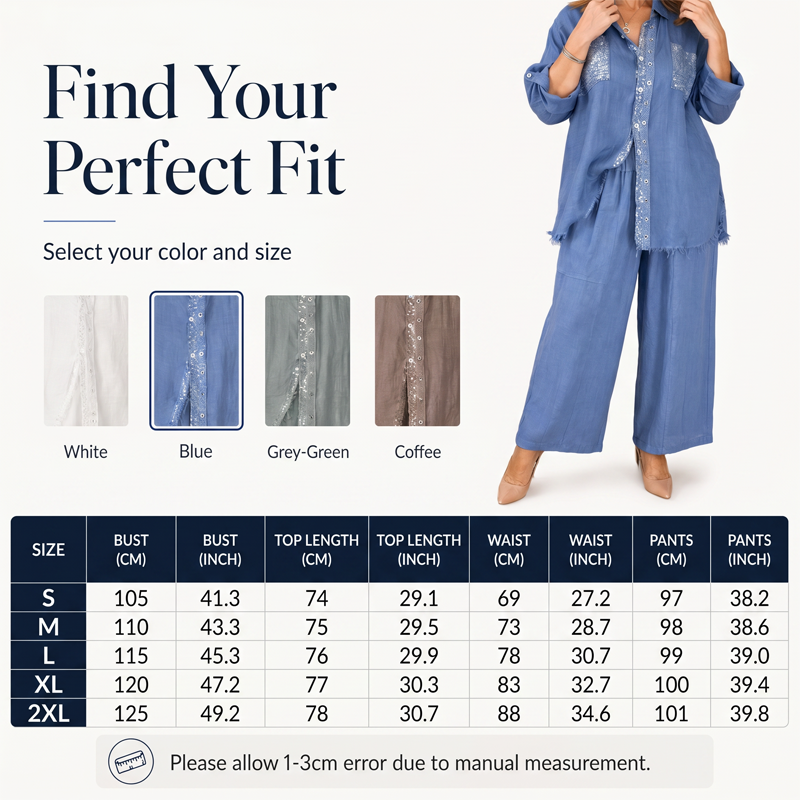 Women's Sequin Shirt & Wide-Leg Pants Set