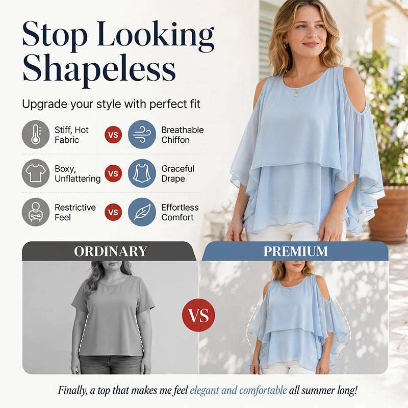 Women's Summer Cold Shoulder Ruffle Top