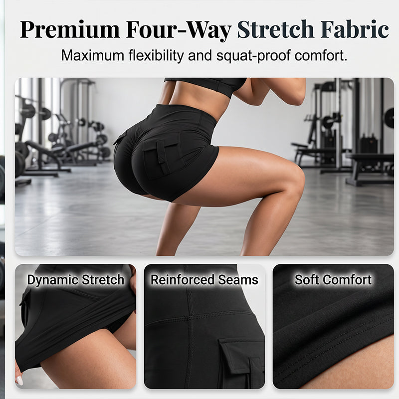 Women Scrunch Butt Athletic Shorts Gym Yoga Cargo Pants