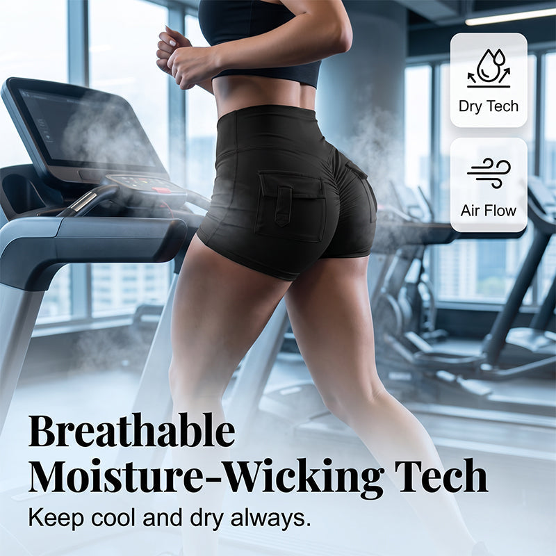 Women Scrunch Butt Athletic Shorts Gym Yoga Cargo Pants