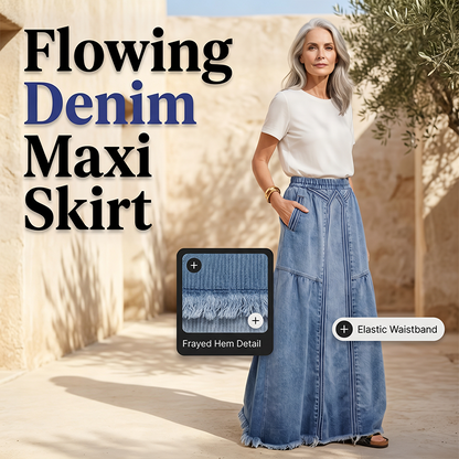 Women Casual Denim Maxi Skirt