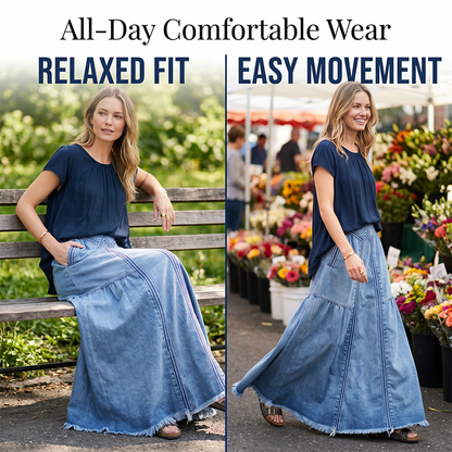 Women Casual Denim Maxi Skirt