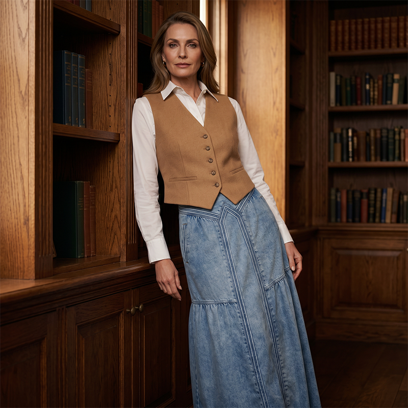 Women Casual Denim Maxi Skirt
