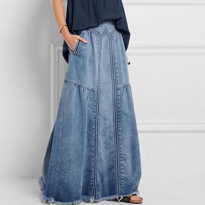 Women Casual Denim Maxi Skirt