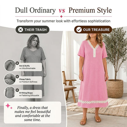 Women's Elegant Lace Splicing V-Neck Dress