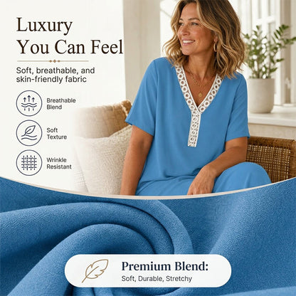 Women's Elegant Lace Splicing V-Neck Dress