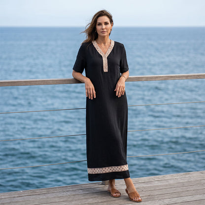 Women's Elegant Lace Splicing V-Neck Dress