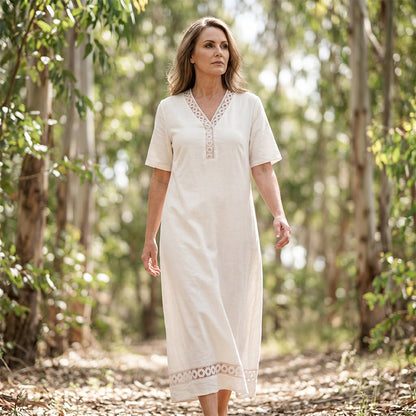 Women's Elegant Lace Splicing V-Neck Dress