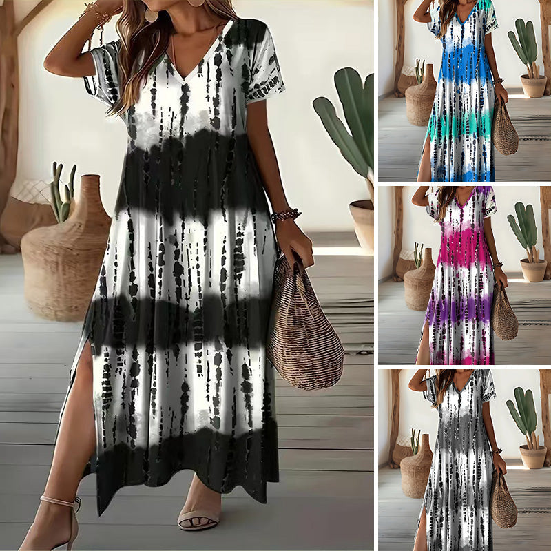🏖️🌸Summer Hot Sale 60% OFF💃Women’s Causal V-Neck Gradient Dress
