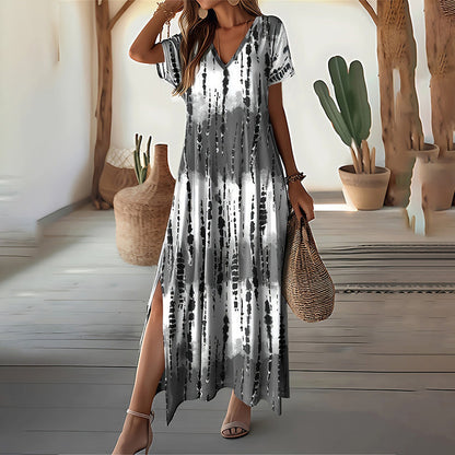 🏖️🌸Summer Hot Sale 60% OFF💃Women’s Causal V-Neck Gradient Dress