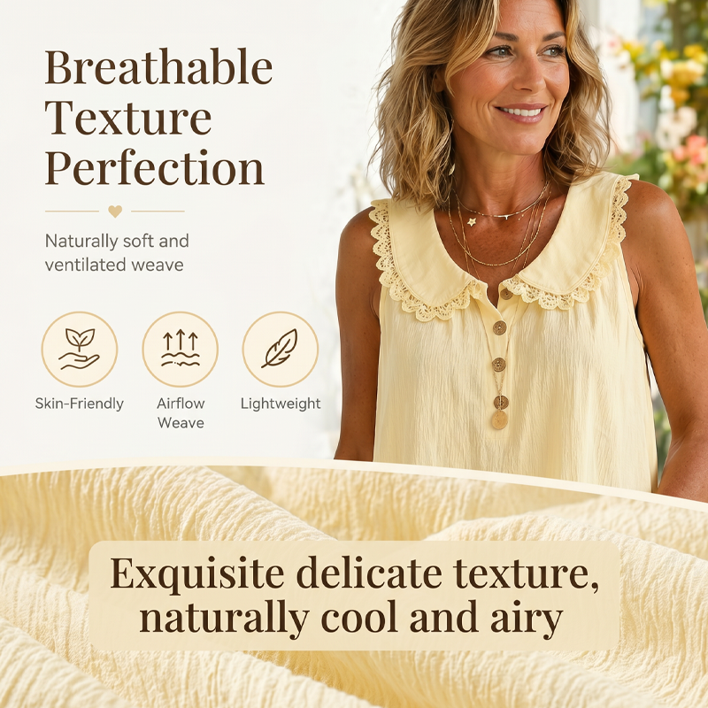 Women's Lace Lapel Sleeveless Summer Top