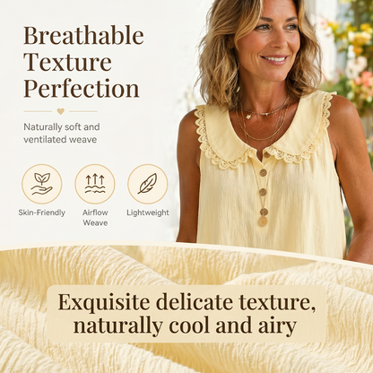 Women's Lace Lapel Sleeveless Summer Top