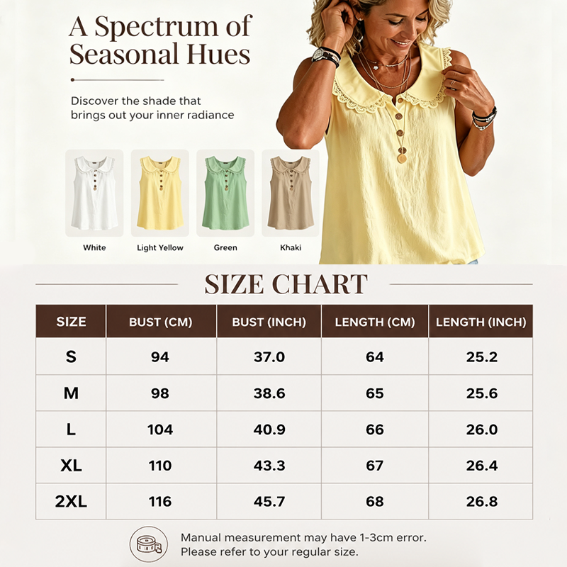 Women's Lace Lapel Sleeveless Summer Top