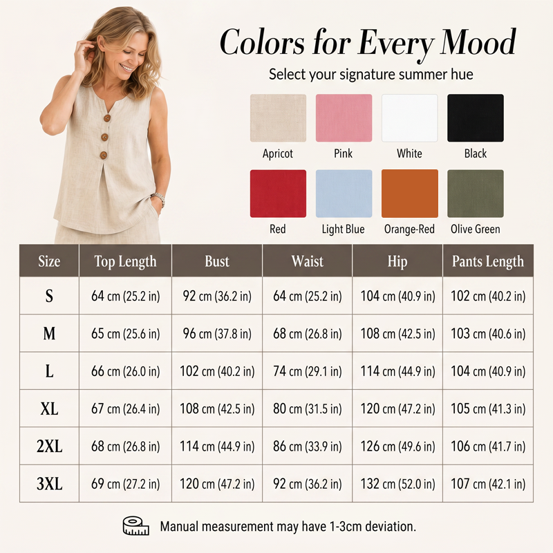 Women's Sleeveless Button Top and Loose Pants Set