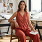 Women's Sleeveless Button Top and Loose Pants Set
