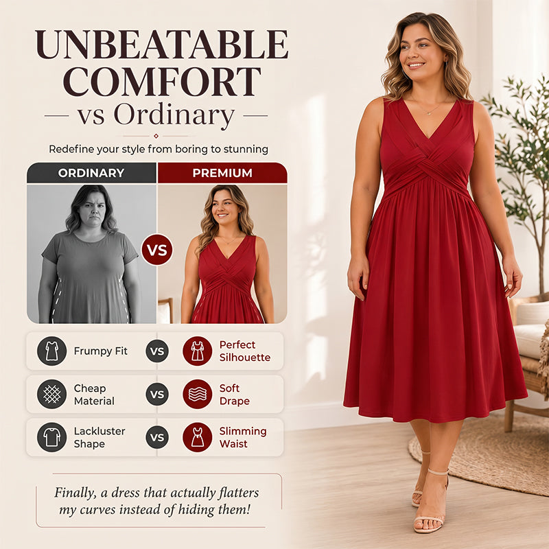 Women's Sleeveless V-Neck Twisted Dress