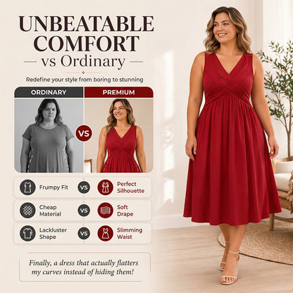 Women's Sleeveless V-Neck Twisted Dress