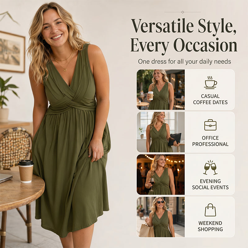 Women's Sleeveless V-Neck Twisted Dress
