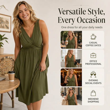 Women's Sleeveless V-Neck Twisted Dress