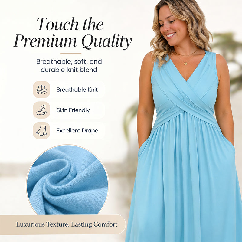 Women's Sleeveless V-Neck Twisted Dress