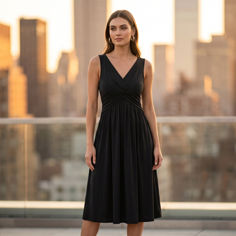 Women's Sleeveless V-Neck Twisted Dress