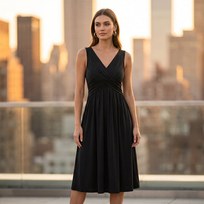 Women's Sleeveless V-Neck Twisted Dress