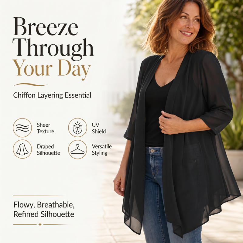 Women's Lightweight Open Front Chiffon Cardigan