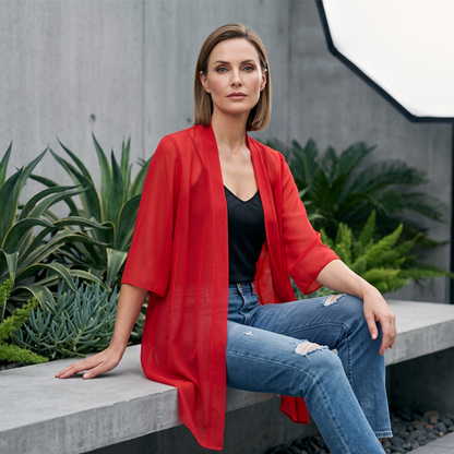 Women's Lightweight Open Front Chiffon Cardigan