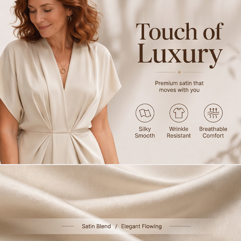 Women's Elegant V-Neck Ruched Dress
