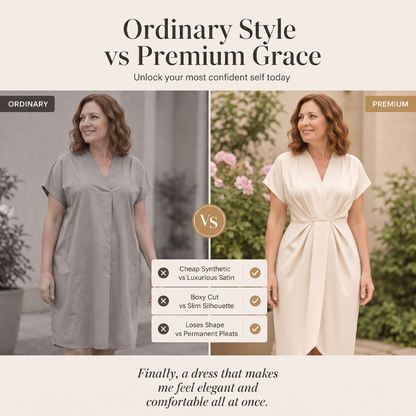Women's Elegant V-Neck Ruched Dress