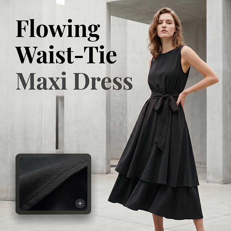 Flowing Waist-Tie Maxi Dress