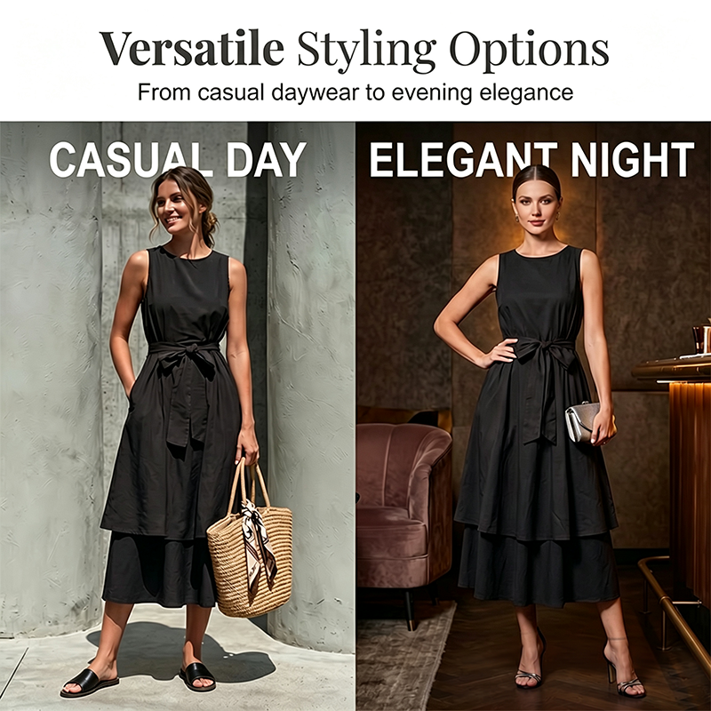 Flowing Waist-Tie Maxi Dress