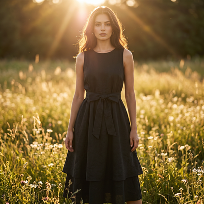 Flowing Waist-Tie Maxi Dress