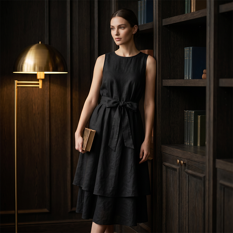 Flowing Waist-Tie Maxi Dress