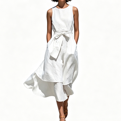 Flowing Waist-Tie Maxi Dress