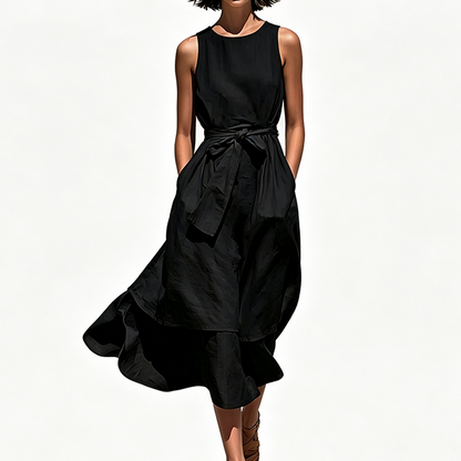Flowing Waist-Tie Maxi Dress