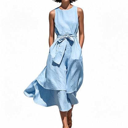 Flowing Waist-Tie Maxi Dress